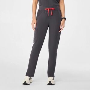 Figs Women's Charcoal Pants with Red Tie